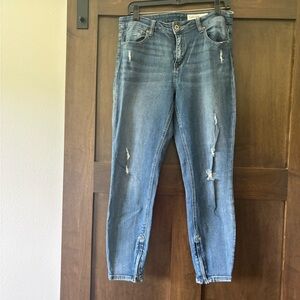 Pistola Blue Ankle Cropped Distressed Jeans